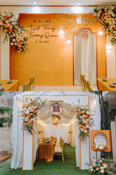 Trang trí phòng cưới màu pastel với màu vàng nhạt ở Hà Nội